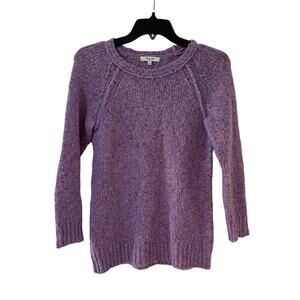Madewell Womens Wool Blend Crew Neck Chunky Knit Pullover Sweater‎ Purple Small